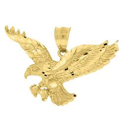 Herren-Halskette mit fliegendem Adler, Gelbgold, glitzernd, Maße: 25 x 33,2 mm breit, Schmuck für Herren von JewelryWeb