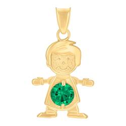 Herren-Halskette mit grünem Zirkonia, künstlicher Diamant, Junge, Mai, 23,9 x 11,6 mm breit, Schmuck für Herren von JewelryWeb