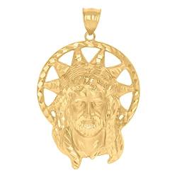 Herren-Halskette mit religiösem Jesus-Medaillon aus Gelbgold, Maße: 54,4 x 34 mm breit, Schmuck für Herren von JewelryWeb