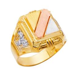 Herren-Ring aus 14 Karat Gelbgold, Weißgold und Rotgold, Größe 66, Schmuckgeschenk für Herren von JewelryWeb