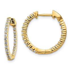 Oro Creolen, 14 Karat Gelbgold, im Labor gewachsener Diamant, SI+ H+, aufklappbar, Schmuckgeschenke für Frauen von JewelryWeb