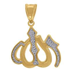 Zweifarbige Herren-Halskette mit religiösem Allah-Anhänger, glitzernd, goldfarben von JewelryWeb