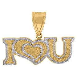 Zweifarbige goldene Herren-Halskette mit Aufschrift "I Love You" von JewelryWeb