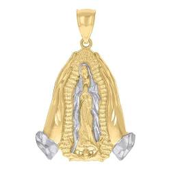 Zweifarbiger goldfarbener Guadalupe-Anhänger für Herren, religiöser Anhänger, Halskette, Maße: 49 x 32,5 mm breit, Schmuck für Herren von JewelryWeb