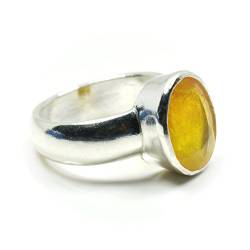 Jewelryonclick 5,5 Karat Gelb Saphir Natur & original Stein 92,5 Sterling Silber Ring für Männer & Frauen - 49 (15.6) von Jewelryonclick