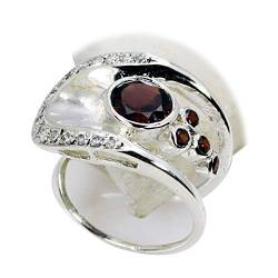 Jewelryonclick Echte Granat Silberring Healing Lünette Einstellung Oval Edelstein Schmuck Verfügbar in Allen Größen von Jewelryonclick