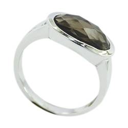 Jewelryonclick Oval natürlichen Rauchquarz Ring Frauen Silber Lünette Einstellung Schmuck in Größe W verfügbar von Jewelryonclick