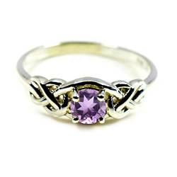 Jewelryonclick Unisex Herren Damen - Sterling-Silber 925 Rund Purple Natürlicher Amethyst von Jewelryonclick