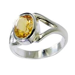 Jewelryonclick echte Citrin Sterling Silber hübsche Ring für Frauen ovale Form Lünette Stil Größe 57 (18.1) von Jewelryonclick