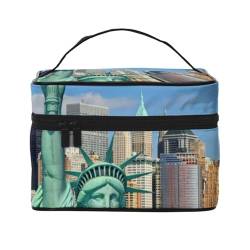 Kosmetiktasche mit Freiheitsstatue in NYC, tragbar, Reise-Kosmetiktasche, Kulturbeutel, Schwarz , Einheitsgröße von Jewoss