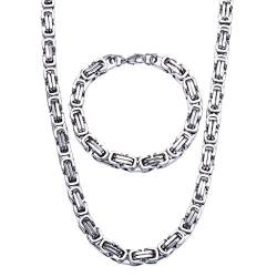 Jewow Edelstahl 8mm Breite Halskette und Armkette Set für Herren von Jewow