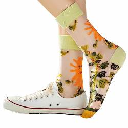Socken mit Blumenmuster | 3D Casual Dress Socke, Vintage Floral | Atmungsaktive Belüftungs-Söckchen, besticktes Blumenmuster für den Sommer Jextou von Jextou