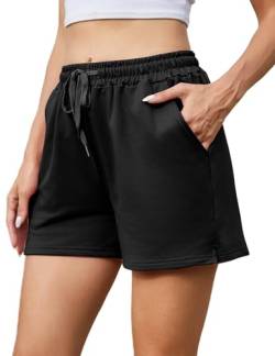 Jezonga Shorts Damen High Waist Sport Shorts Causal Kurze Hose Sommer Kurze Schwarze Sporthosen mit Taschen Gummizug Running Freizeit Sweat Shorts S von Jezonga