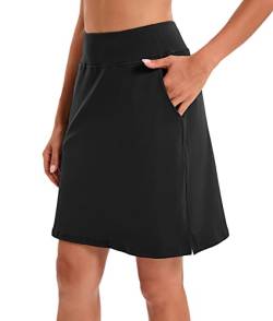 Jhsnjnr Damen Tennisrock Casual Knielang Golf Röcke mit Taschen Workout Athletic Skort, schwarz, Klein von Jhsnjnr