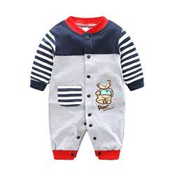 Baby Strampler Jungen Mädchen Spielanzug Baumwolle Säugling Overall Neugeborenes Schlafanzug Baby Langarm Schlafstrampler Blau 6-9 Monate von JiAmy