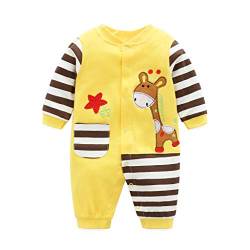 Baby Strampler Jungen Mädchen Spielanzug Baumwolle Säugling Overall Neugeborenes Schlafanzug Baby Langarm Schlafstrampler Gelb 0-3 Monate von JiAmy