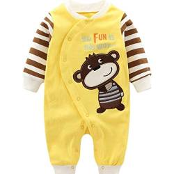 Baby Strampler Jungen Mädchen Spielanzug Baumwolle Säugling Overall Neugeborenes Schlafanzug Baby Langarm Schlafstrampler Gelb 6-9 Monate von JiAmy