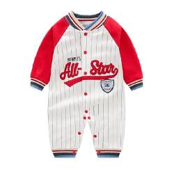 Baby Strampler Jungen Spielanzug Baumwolle Säugling Overall Neugeborenes Schlafanzug Baby Langarm All-Star Schlafstrampler 3-6 Monate von JiAmy