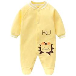 JiAmy Baby Strampler Baumwolle Spielanzug Footie Langarm Schlafanzug Pyjamas, Gelber Löwe 0-3 Monate von JiAmy