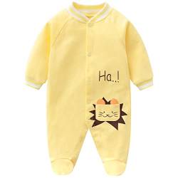 JiAmy Baby Strampler Baumwolle Spielanzug Footie Onsise Langarm Schlafanzug Pyjamas, Gelber Löwe, 3-6 Monate von JiAmy