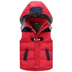 Kinder Weste Daunenweste Winter Kapuzenweste Ärmellos Winterjacke Rot 2-3 Jahre von JiAmy