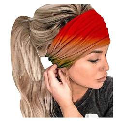 12 Farben Damen Stirnband Yoga Stirnband Sport-Stirnband Baumwolle elastisches Stirnband Sport Stirnband fürs Fitnesstraining, Joggen, Tennis, Sport, Yoga (Red-2, One Size) von JiJiRuDU