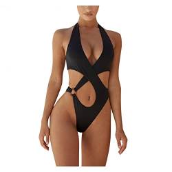 Badeanzug für Damen, sexy, Monokini, Tanga, Strandbikinis Elegant Verstellbarer Cutout Triangel Badeanzüge mit Trägern, für den Sommer von JiJiRuDU