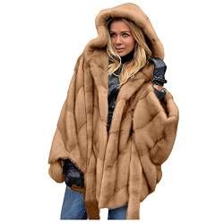 JiJiRuDU Damen Mantel Fell Jacke Frauen Winter Fur Jacke Fellmantel Parka Kunstpelz Mantel von JiJiRuDU