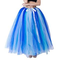 JiJiRuDU Tüllrock Damen Lang Tütü Rock Maxirock mit Schleife Prinzessinenrock Tanzkleid Dehnbaren Maxi Tutu Rock Erwachsene Tüllrock für Party Halloween Kostüme Cosplay Rock von JiJiRuDU