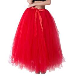 JiJiRuDU Tüllrock Damen Lang Tütü Rock Maxirock mit Schleife Prinzessinenrock Tanzkleid Dehnbaren Maxi Tutu Rock Erwachsene Tüllrock für Party Halloween Kostüme Cosplay Rock von JiJiRuDU