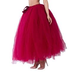 JiJiRuDU Tüllrock Damen Lang Tütü Rock Maxirock mit Schleife Prinzessinenrock Tanzkleid Dehnbaren Maxi Tutu Rock Erwachsene Tüllrock für Party Halloween Kostüme Cosplay Rock von JiJiRuDU