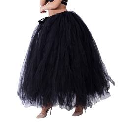 JiJiRuDU Tüllrock Damen Lang Tütü Rock Maxirock mit Schleife Prinzessinenrock Tanzkleid Dehnbaren Maxi Tutu Rock Erwachsene Tüllrock für Party Halloween Kostüme Cosplay Rock von JiJiRuDU