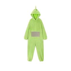 JiaMeng-ZI Teletubbies Kostüm Erwachsene Onesie Pyjama Damen Unisex Tier One-Piece Kostüm Cosplay Homewear Fleece Einteiler mit Kapuze Nachtwäsche Party Fancy Dress von JiaMeng-ZI