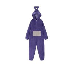 JiaMeng-ZI Teletubbies Kostüm Erwachsene Onesie Pyjama Damen Unisex Tier One-Piece Kostüm Cosplay Homewear Fleece Einteiler mit Kapuze Nachtwäsche Party Fancy Dress von JiaMeng-ZI