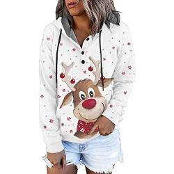 Weihnachtspulli Damen Elegant Kapuzenpullover Sweatshirt Sweatjacke Lustige Merry Christmas Gedruck Muster Rollkragen Outdoor Große Größen Weihnachtsoutfit Pullover Einfarbig Kapuze Weihnachts von JiaMeng-ZI