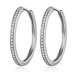 Creolen Silber 925 Creolen Ohrringe für Damen Zirkonia Creolen Silber CZ Diamant Ohrringe Sterling Silber Creolen Damen Silber Creolen Weißvergoldet Große Creolen 25MM Ohrringe Damen Schmuck JiaYang von JiaYang