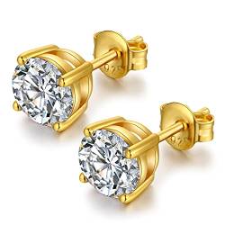 Gelbgold Ohrringe Damen Herren Diamant Ohrringe Herren Ohrstecker Silber 925 Gelbgold Diamant Ohrringe Silber Ohrstecker für Damen CZ Ohrringe Zirkonia Ohrstecker Diamant Herren Ohrstecker 5mm JiaYang von JiaYang