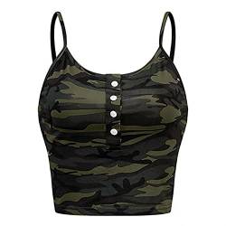 Damen Crop Top Camouflage Ärmellos T-Shirt Oberteile Sexy Sport Tank Tops Sportshirt Kurz Slim Fit Rundhals Shirt Frauen Teenager Mädchen Camo Bauchfrei Sommershirts Sporttop von Jiabing