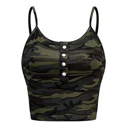 Jiabing Damen Sport Camouflage Crop Top Sexy Bauchfrei Ärmellos Oberteile Shirts BH-Tops Camisole Spaghetti Sommer Tops Bustier Tanktop Bra von Jiabing