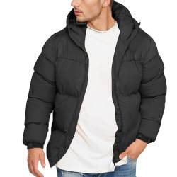 Jiabing Herren Winterjacke Steppjacke Parka Daunenjacke Warme Jacke Gefüttert Kapuze Winter Unisex Gefüttert Jacke Verdickte Padded Jacket mit Reißverschluss Outdoor Übergangsjacke Winterjacke von Jiabing