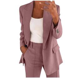 Jiabing Hosenanzug Damen Elegant Business Anzug Set 2-Teilig Slim Fit Blazer Hose Outfit Freizeitanzug Mode Formell Anzugjacke Longblazer Anzughose Business Arbeitsanzug Professionelle Kleidung von Jiabing