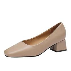 Jiabing Lulupi Pumps für Damen Frauen Mittelhoher Absatz Karreeförmige Pumps Elegante Büroarbeit Sandalen Damen Pumps Party Abschlussball Hochzeit Braut Anlass Absatz Blockabsatz Schuh Größe 37 von Jiabing