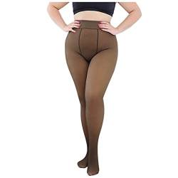 Jiabing Plus Size Damen Warme Strumpfhose Fleece Gefüttert Thermo Strumpfhose Große Größen Stretch Blickdicht Pantyhose Thermostrumpfhose Perfekt für Mollige Frauen von Jiabing