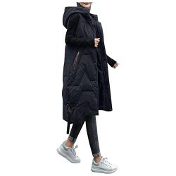 Jiabing Weste Damen Lang Daunenweste Damen Lang Wintermantel Vest Kapuze Weste Mantel Ärmellose Warmer Daunenmantel Taschen Steppweste Damen Daunenjacke Steppjacke Outdoor Lange Outwear Winterjacke von Jiabing