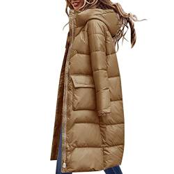 Jiabing Winterjacke Damen Daunenjacke Lang Parka Mantel Steppmantel Wintermantel Baumwolljack mit Kapuze Winter Warm Winddicht Jacke Outdoorjacke Steppjacke Steppmantel Übergangsjacke Herbstjacke von Jiabing