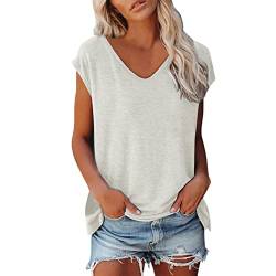 Shirt Damen Elegant ärmellose T-Shirt Tops Oberteile Frauen Schwarz Kleidung Frau Sommer Shirts Top Damen V-Ausschnitte Tshirt Casual Rundhals Klamotten Teenager Mädchen von Jiabing