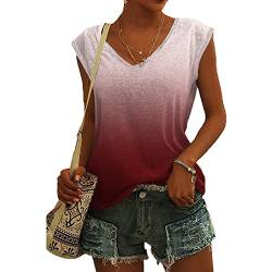 Shirt Damen T-Shirt Sommer Kurzarm Oberteile Blumen Motiv Tunika Shirt Pusteblume Drucken Lose Rundhals Tshirt Bluse Top von Jiabing