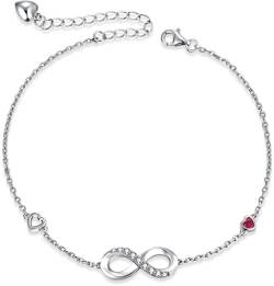 Infinity Armband Damen 925 Sterling Silber, Unendlichkeit Herz Armbänder Kristallen Verstellbar Armkette Valentinstag Muttertag Geburtstags Weihnachten Geschenk für Sie Frauen Freundin mama von Jiahanzb