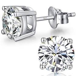 Ohrstecker Herren Damen Diamant Ohrringe Zirkonia 925 Sterling Silber Set Ohärring Für Mdchen Schmuck Damen 6mm von Jiahanzb