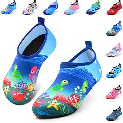 Jiamus Kinder Badeschuhe Wasserschuhe Schwimmschuhe Strandschuhe Aquaschuhe Schnell Trocknend Barfuss Schuhe für Jungen Mädchen Kleinkind Säugling Yoga Unisex,K,Kleine Schildkröte(28/29 EU) von Jiamus